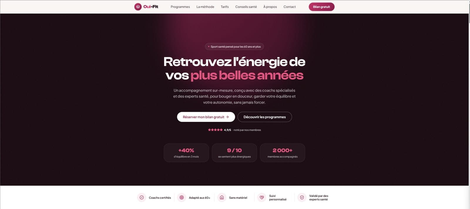Aperçu du site OuiFit