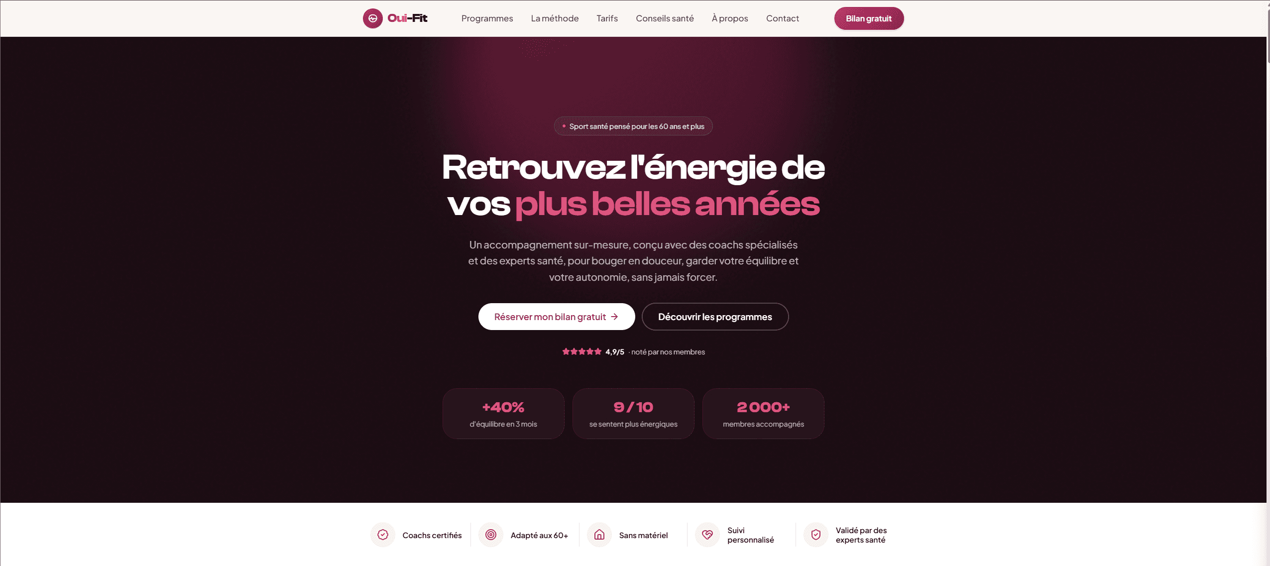 Aperçu du site OuiFit