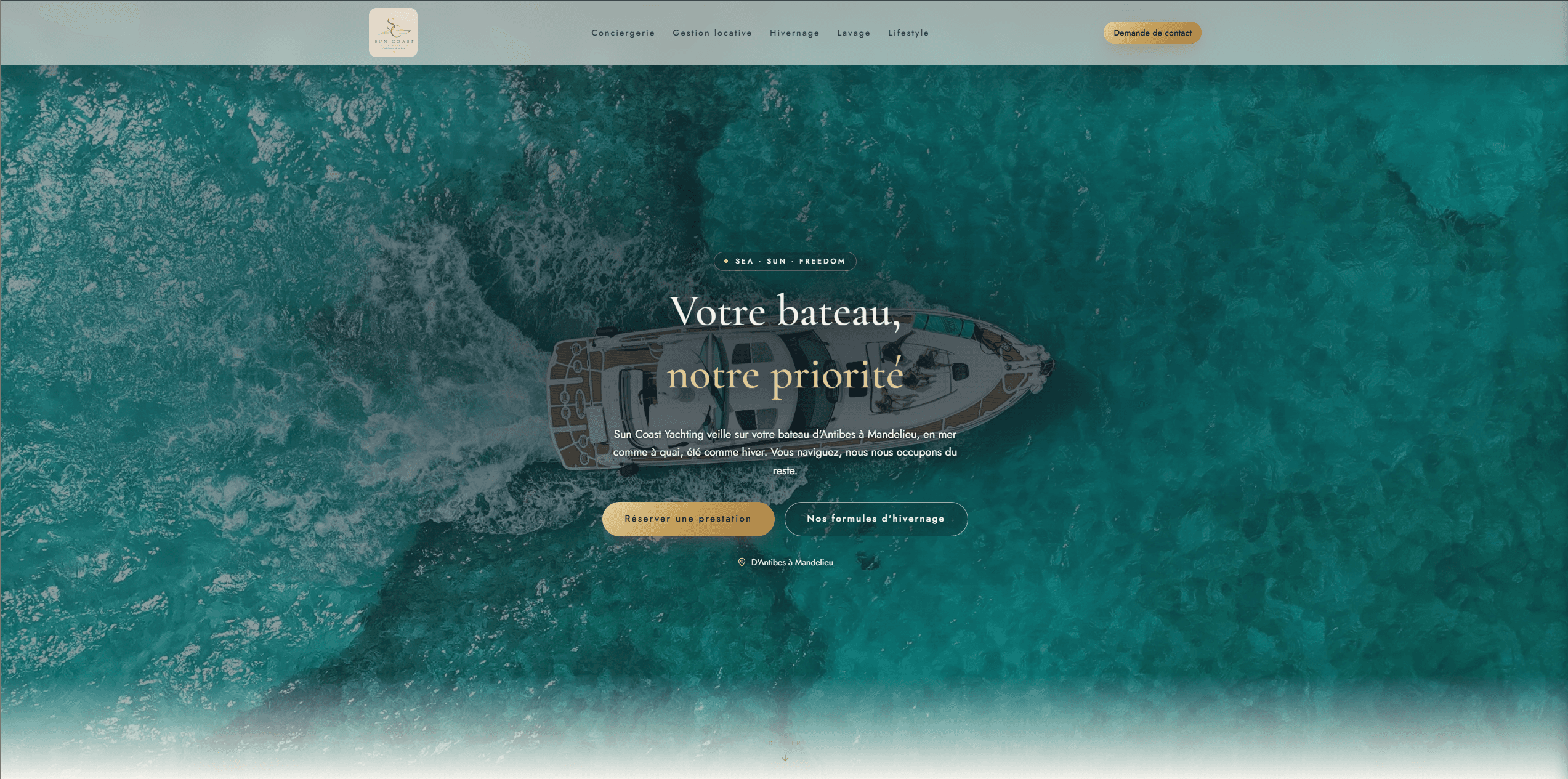 Aperçu du site Sun Coast Yachting
