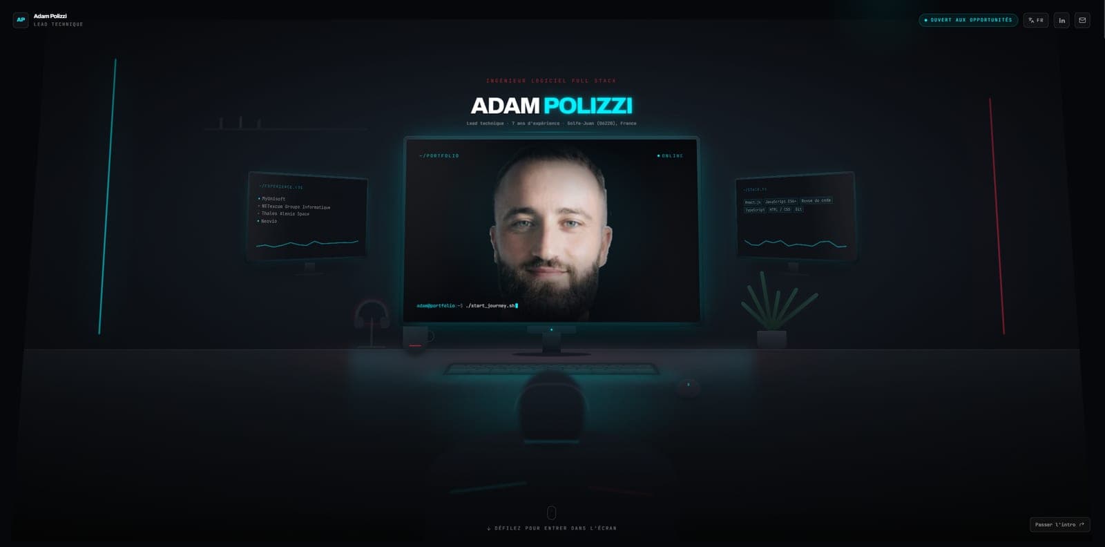 Aperçu du site Adam Polizzi, CV